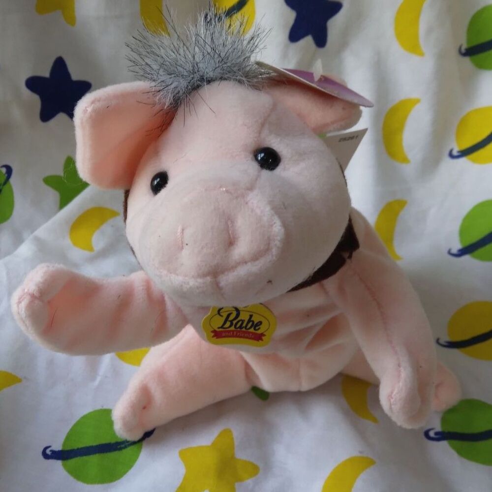 Vintage Babe and Friends Pig Plush Stuffed Animal Beanbag Equity Toys 1998 Tags